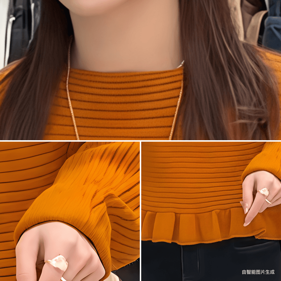한 부서 디자인 센스 레이스업 프릴 허리 수축 니트 스웨터 여성 2026 새로운 가을 겨울 다용도 품격 슬림해 보이는 스웨터 상세 이미지 23
