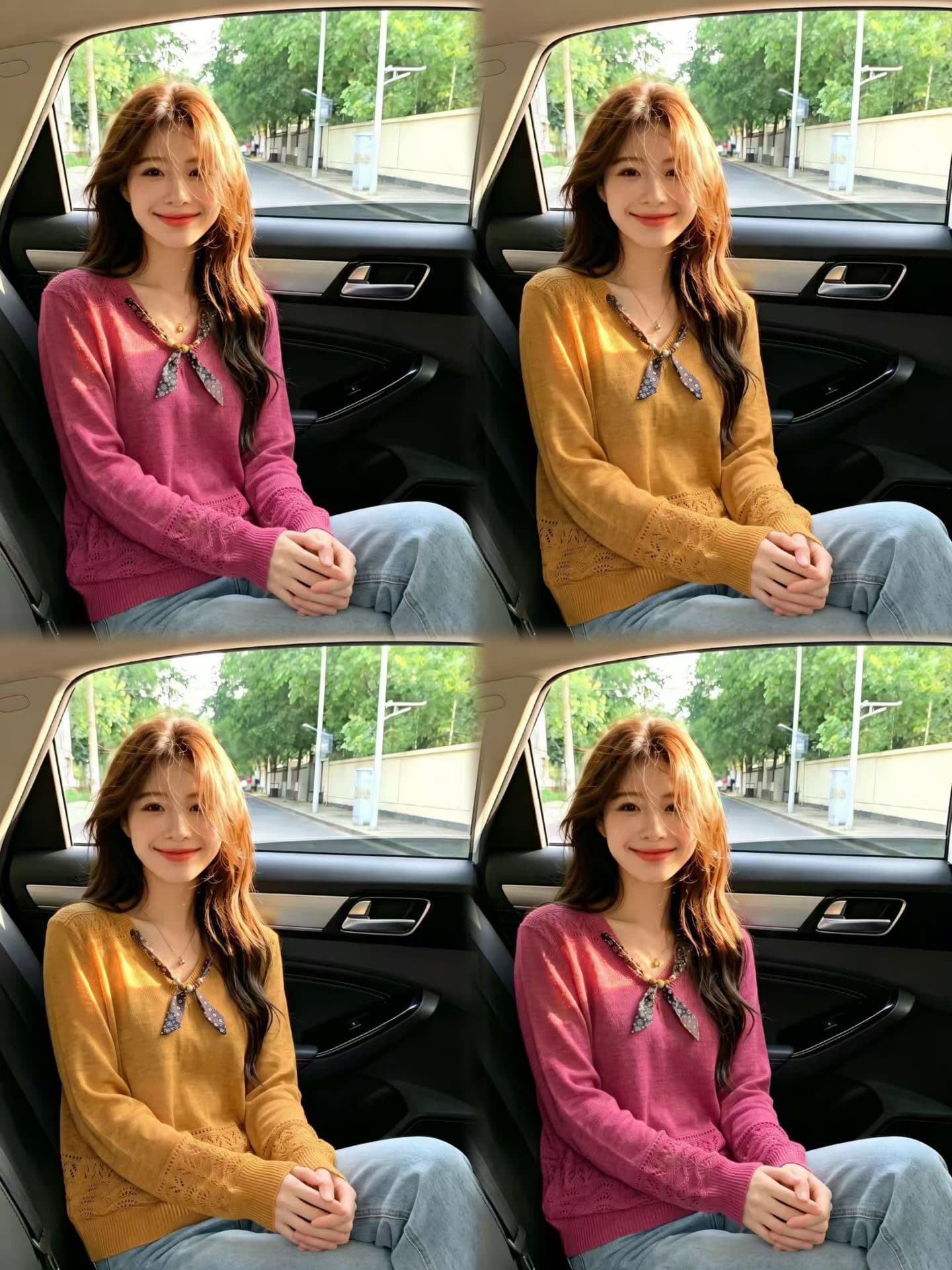 우아함 바람 스카프 칼라 홀로우 아웃 니트 스웨터 여성 사탕 색상 달콤함 다용도 외국 가스 긴팔 맨위 2026 년 연령 감소 이미지 3