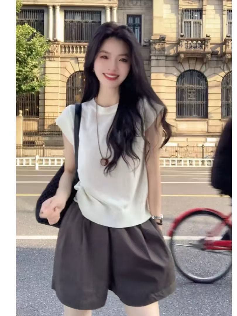 고급 아니요 명중 섹션 화이트 니트 Feifei 소매 티셔츠 여성 여름 2026 올해 인기 ~ 중 새로운 폭발 맨위 이미지 3