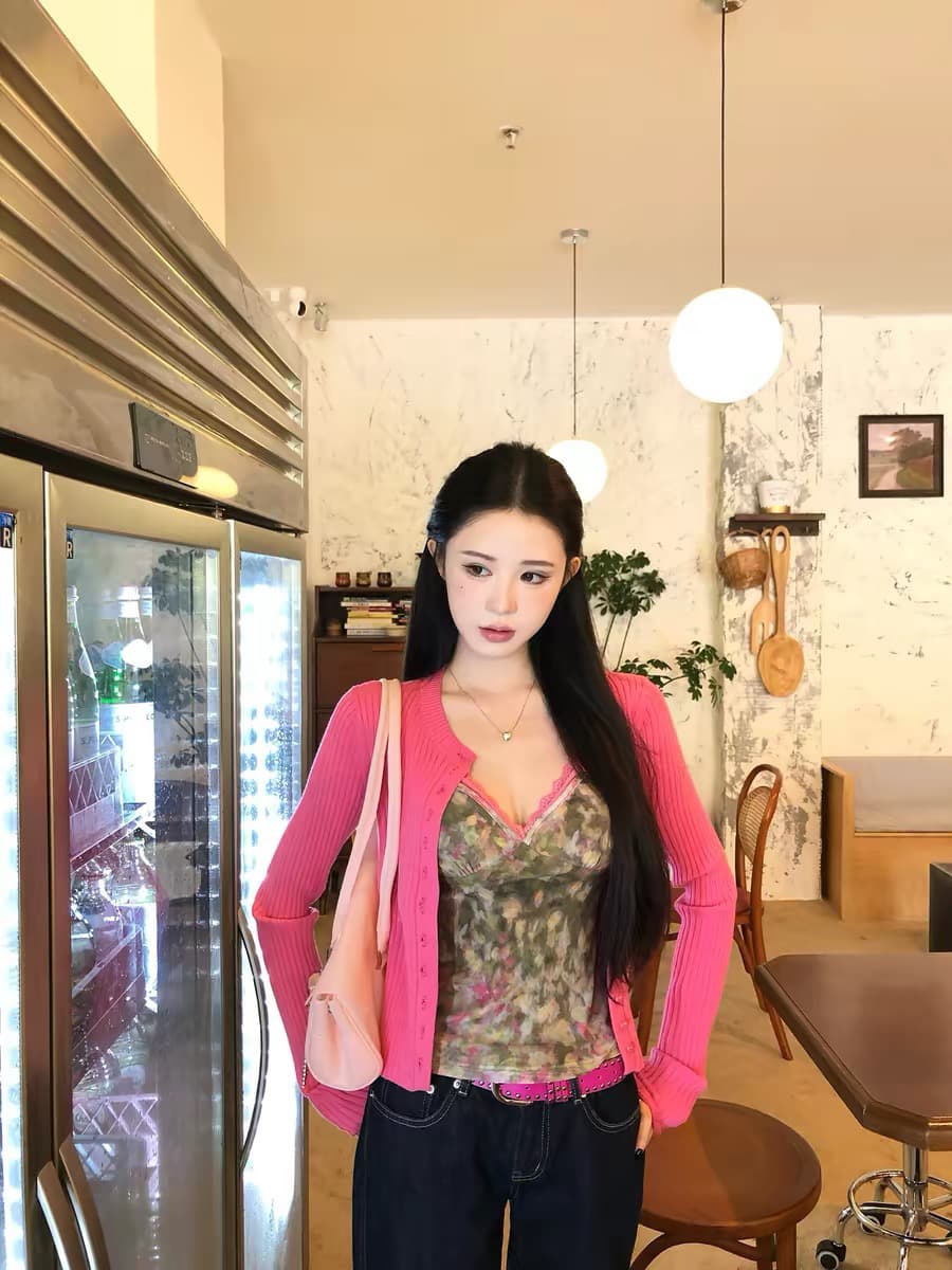 레드 맨 파빌리온 캐미솔 여름 외출용 핫걸 착용 가져 가라. 백리스 레이스 꽃무늬 V넥 쇼트 스타일 민소매 맨위 여성 상세 이미지 3