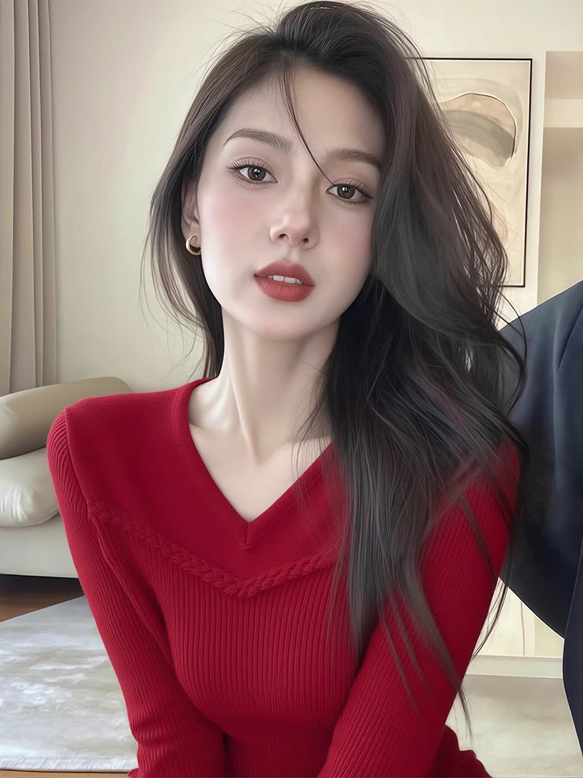 회색 V넥 몸매 가꾸기 기본 셔츠 인사이드 가져 가라. 스웨터 니트 스웨터 여성 2026 새로운 아름다운 그레이트 봐. 의류 상세 이미지 3