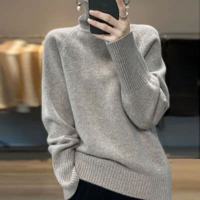 가을 겨울 새로운 보온 외국 가스 다용도 터틀넥 니트 스웨터 광택 실 두꺼운 작은 대중 풀오버 연령 감소 스웨터 여자 상세 이미지 11