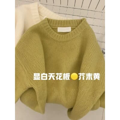 로즈 레드 너구리 플러시 스웨터 여자 가을 겨울 느긋한 바람 디자인 센스 작은 대중 고급 센스 풀오버 니트 맨위 디스플레이 화이트 상세 이미지 8