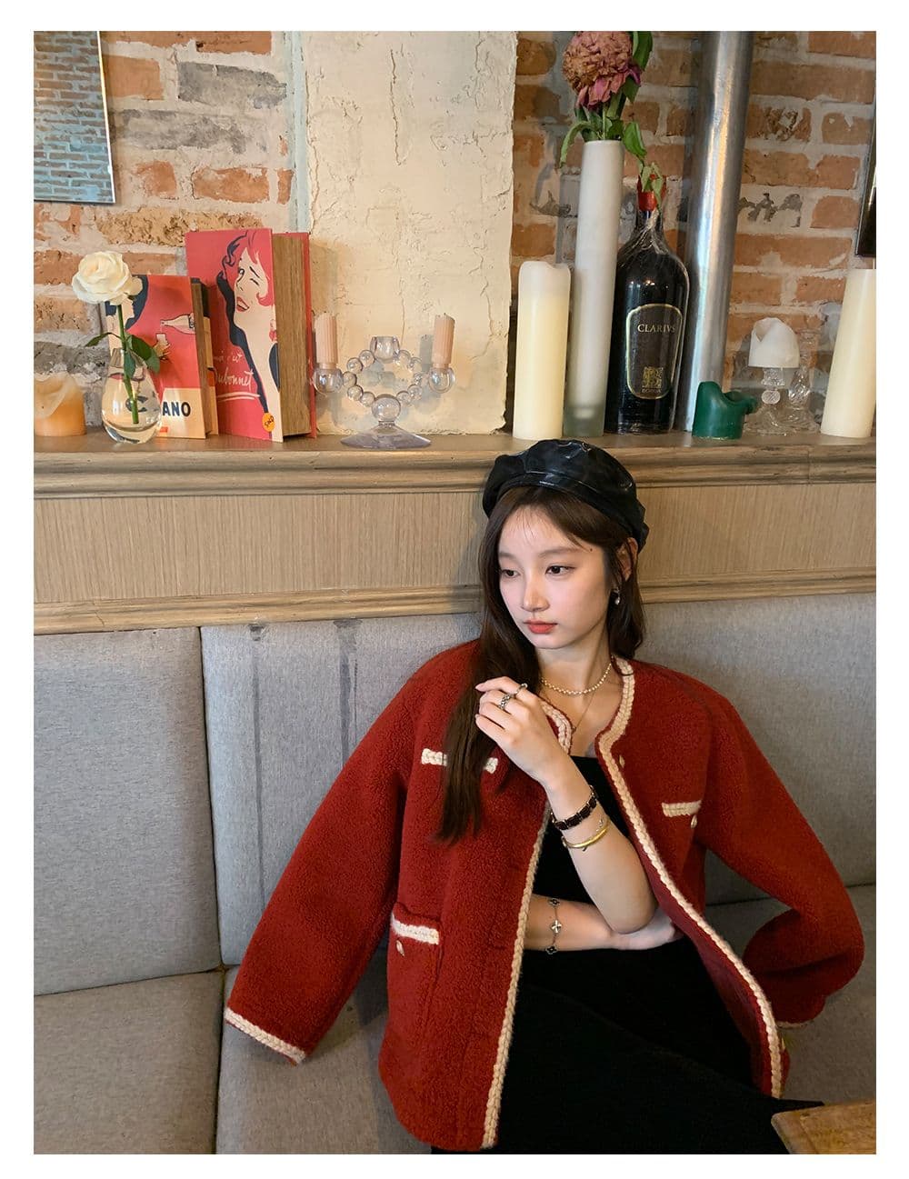 빨간색 작은 샤넬 스타일 어린 양 플리스 여성 코트 디자인 센스 작은 대중 맨위 가을 겨울 새로운 털이 있고 두꺼운 학생 여성 상세 이미지 8
