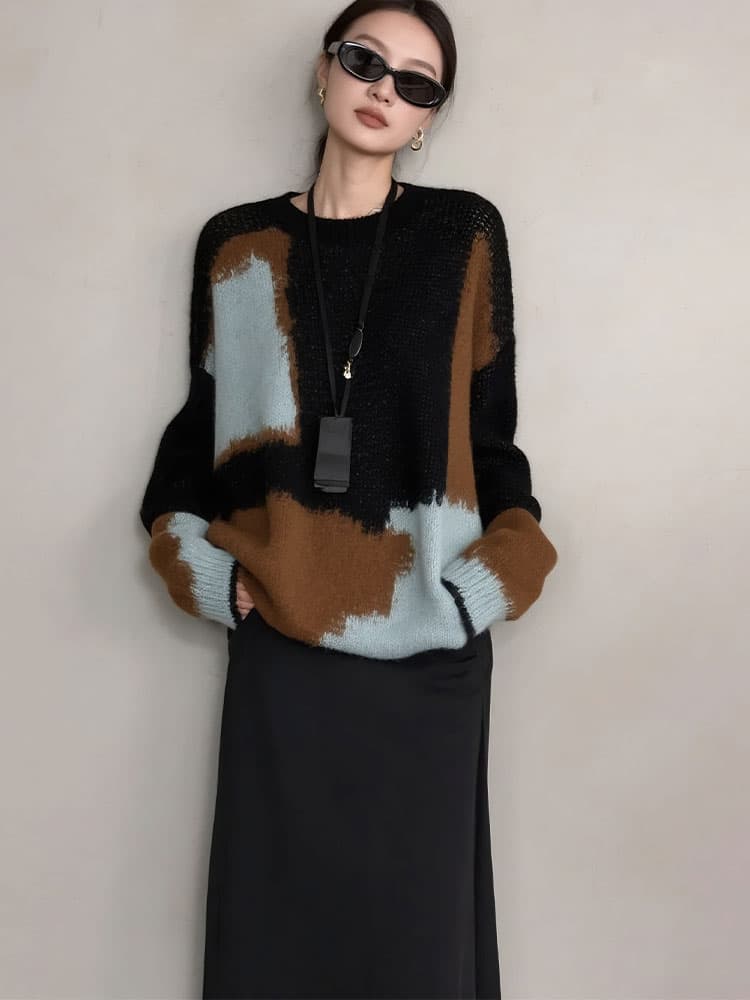 가을 새로운 고급 센스 chic 일본식 부드러운 바람 루즈핏 느긋한 부드러운 찹쌀 스웨터 코트 상세 이미지 2