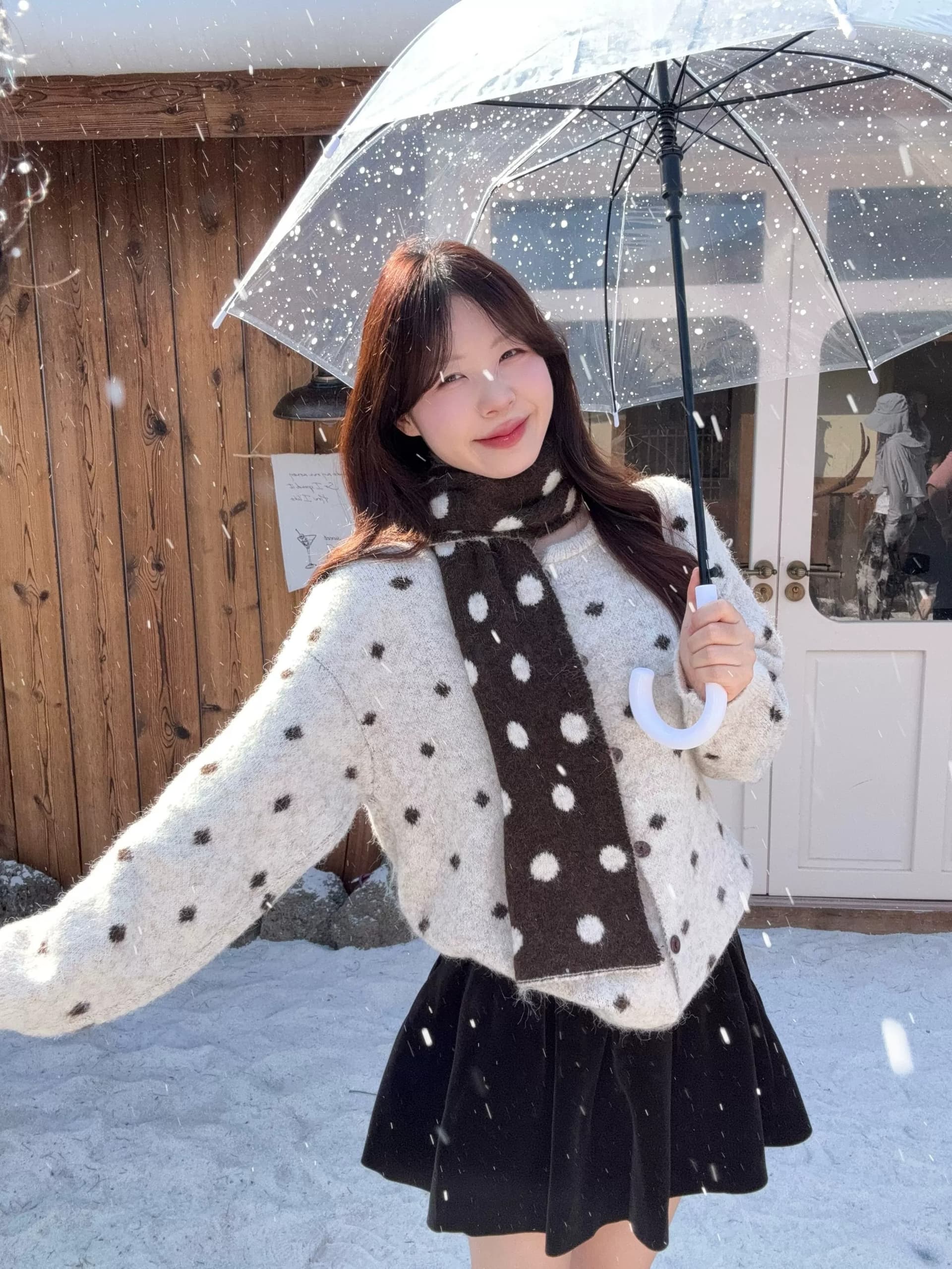 레트로 배색 도트 무늬 긴팔 니트 오픈 가디건 여성 의류 가을 연령 감소 부드러운 찹쌀 루즈핏 스웨터 코트 상세 이미지 7