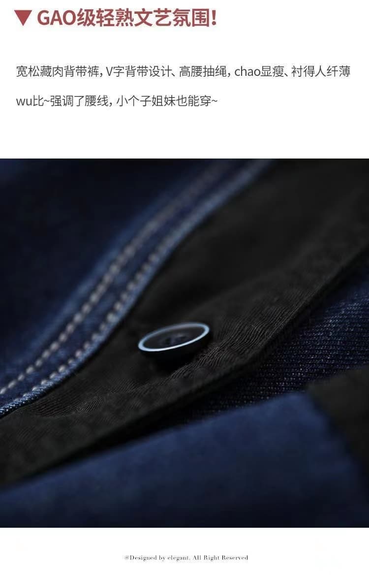 하이웨이스트 데님 멜빵 반바지 여성 봄 여름 2026 년 새로운 작은 키 슬림해 보이는 인터넷 유명인 연령 감소 올인원 바지 상세 이미지 7
