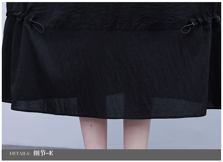 2026 년 여름 드레스 새로운 빅 사이즈 여성 의류 지방 mm 패션 루즈핏 표지 배 패치워크 중간 길이 반팔 드레스 상세 이미지 24