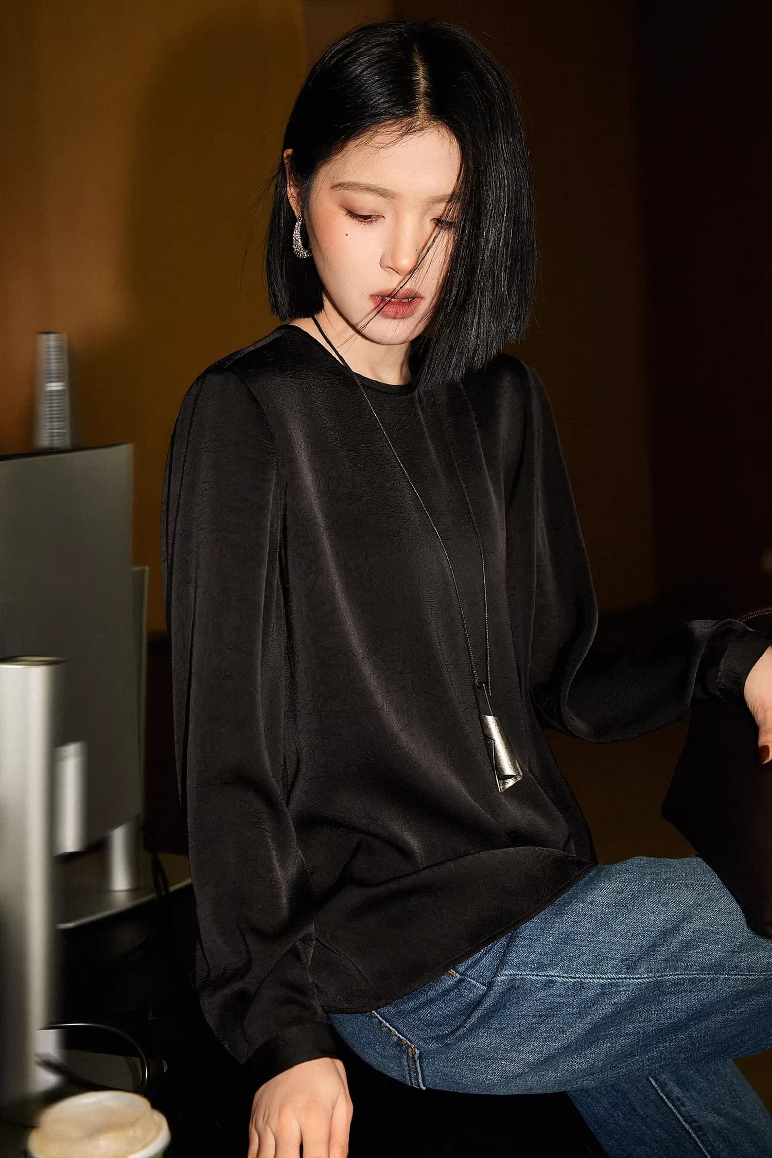 술에 취한 수달 매실을 찾기 위해 눈 속을 걷다 주름 질감 동양의 아름다움 품격 라운드 넥 작은 맨위 여성 새로운 상세 이미지 18