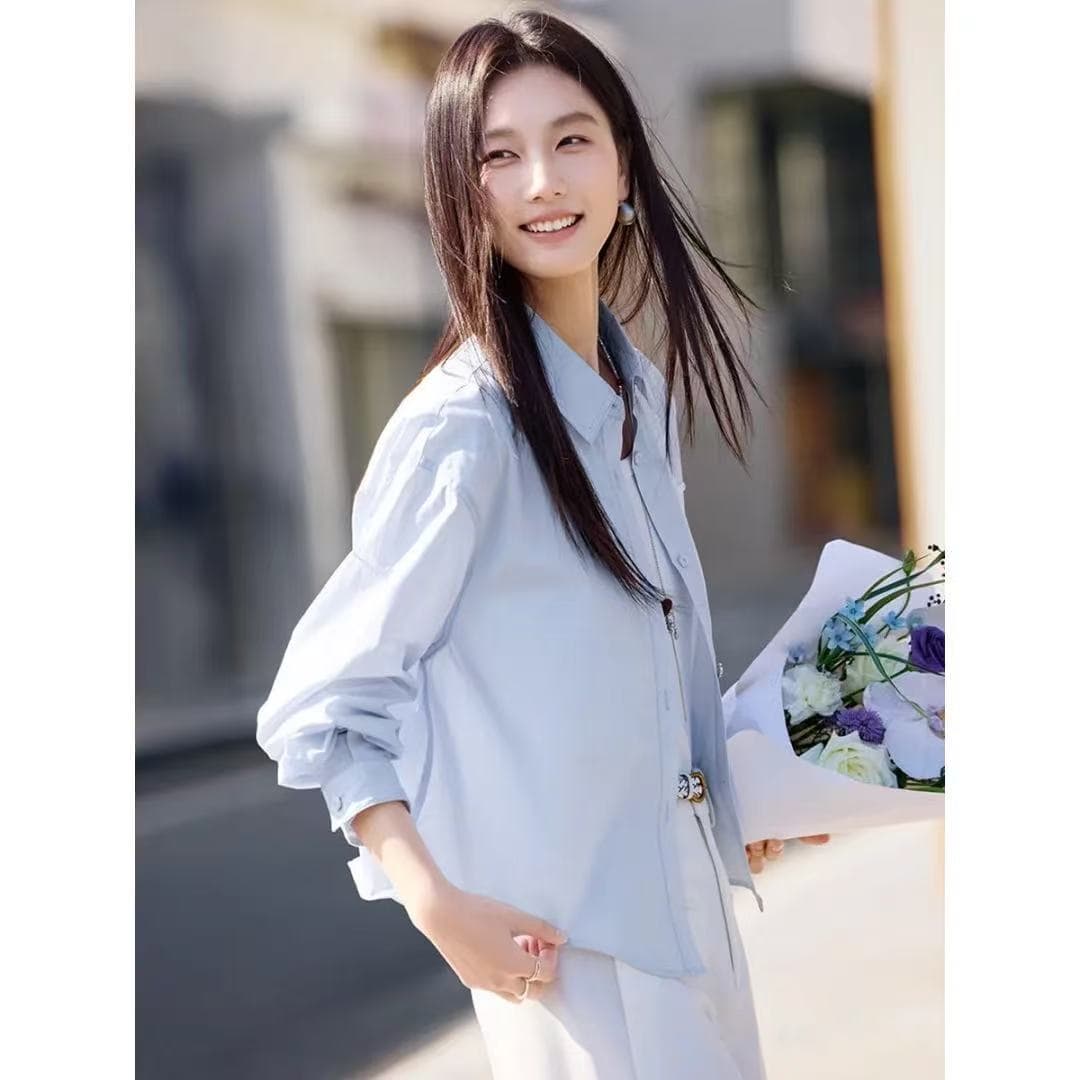 miu 부서 백퍼센트 셔츠 26 봄 생선뼈 측면 디자인 센스 캐주얼 맨위 이미지 2