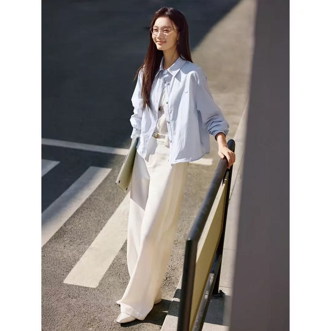 miu 부서 백퍼센트 셔츠 26 봄 생선뼈 측면 디자인 센스 캐주얼 맨위 이미지 5