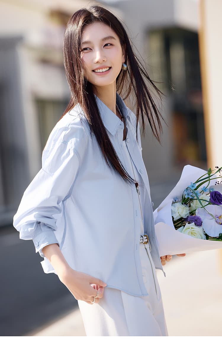 miu 부서 백퍼센트 셔츠 26 봄 생선뼈 측면 디자인 센스 캐주얼 맨위 상세 이미지 10