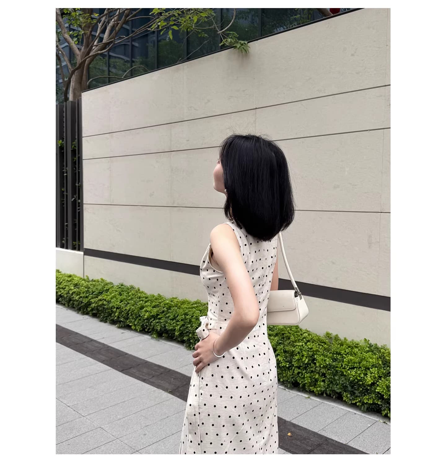 아마 민소매 도트 무늬 조끼 여성 드레스 2026 여름 꼬집기 허리 슬림해 보이는 치마 상세 이미지 7