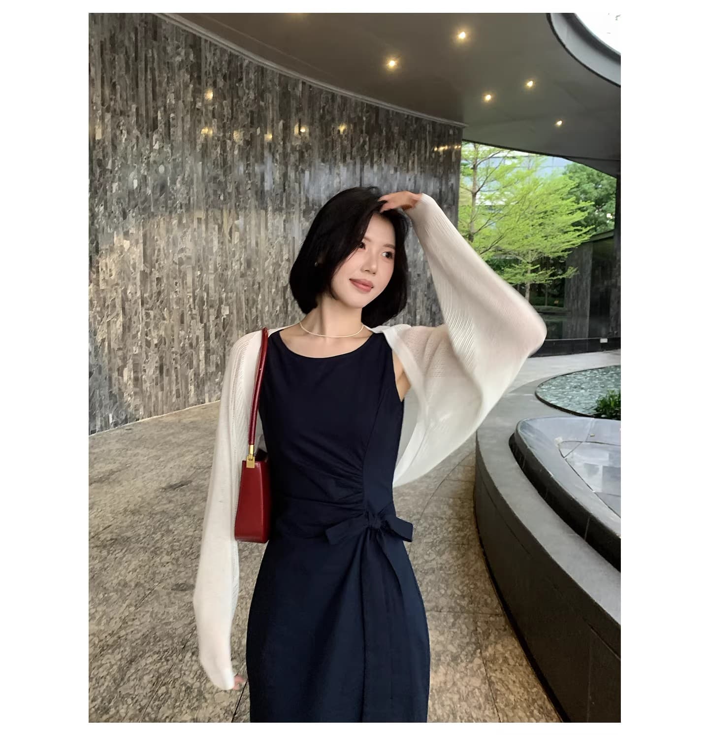 아마 민소매 도트 무늬 조끼 여성 드레스 2026 여름 꼬집기 허리 슬림해 보이는 치마 상세 이미지 11