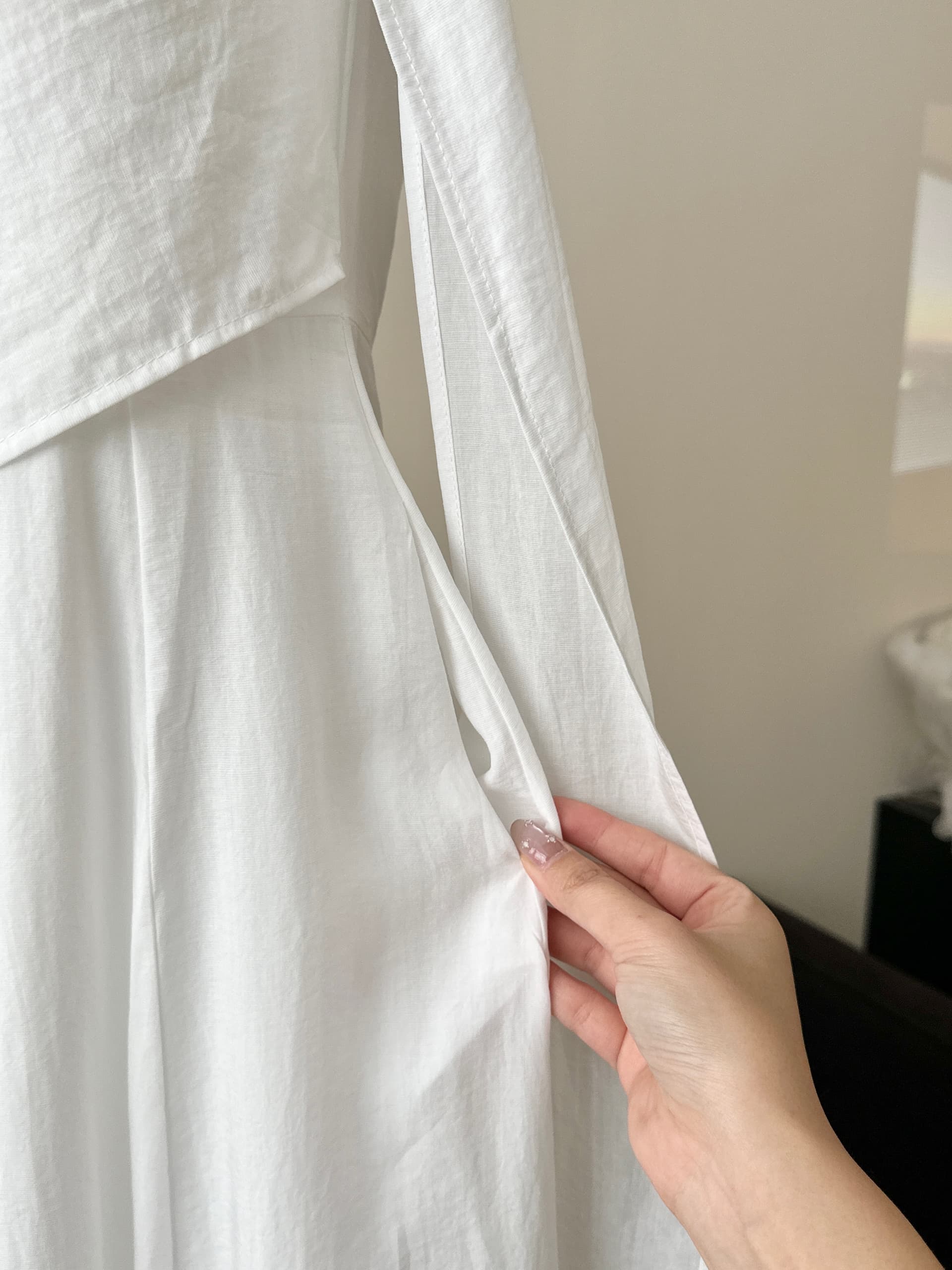 실사 프랑스식 우아함 화이트 흔들다 칼라 민소매 여성 드레스 여름 리본 디자인 센스 조끼 스커트 상세 이미지 13