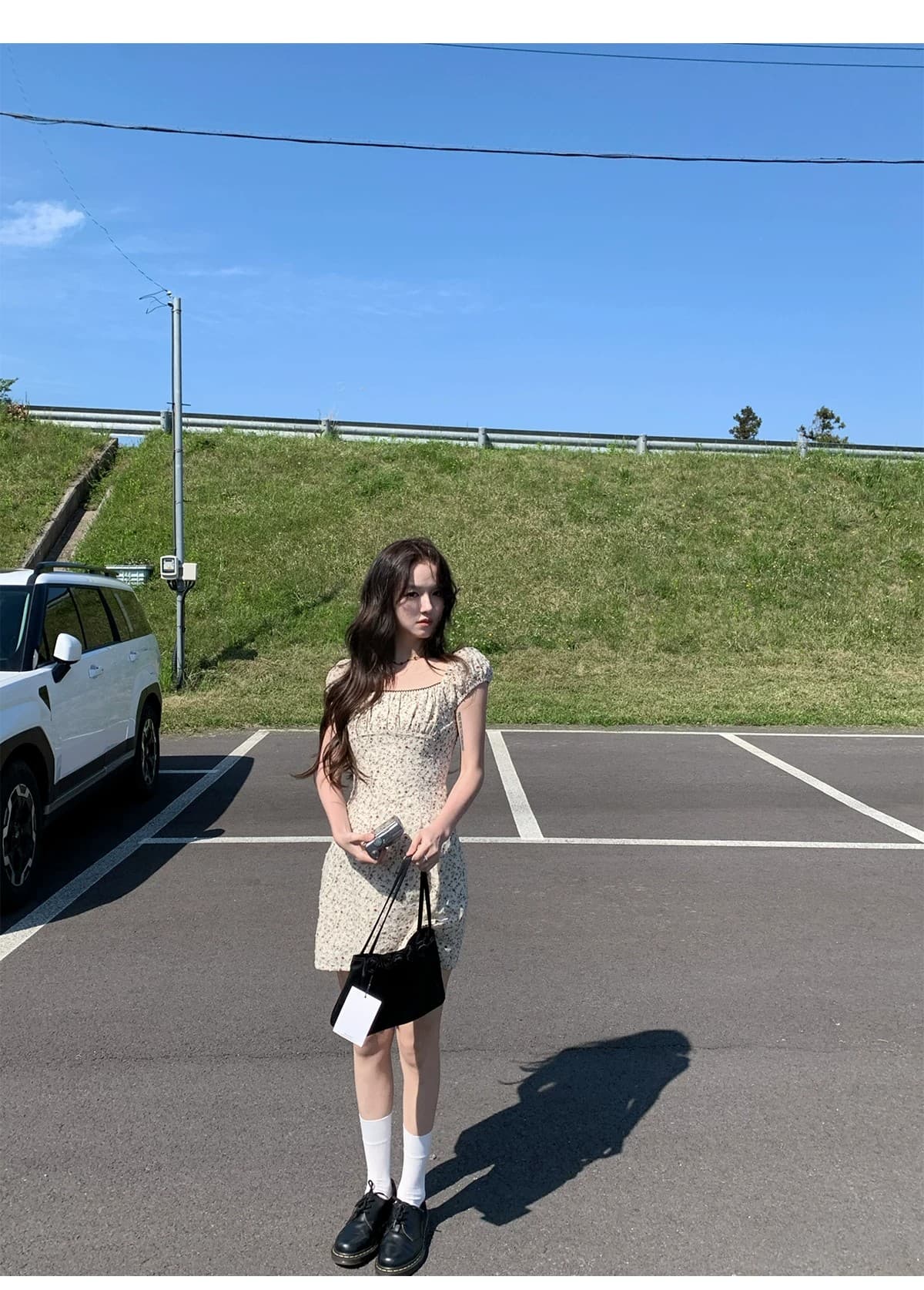 전원 바람 꽃무늬 쌀 색상 시스템 광장 칼라 허리 수축 여성 드레스 여름 프랑스식 부드러운 반팔 미니 스커트 상세 이미지 14