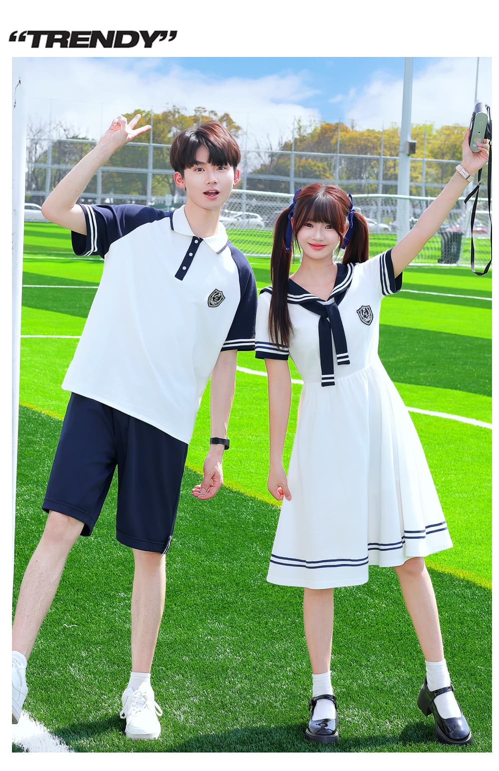 질량 재고 있음 실사 커플 캠퍼스 바람 여름 학생 세트 클래스 서비스 교복 상세 이미지 5