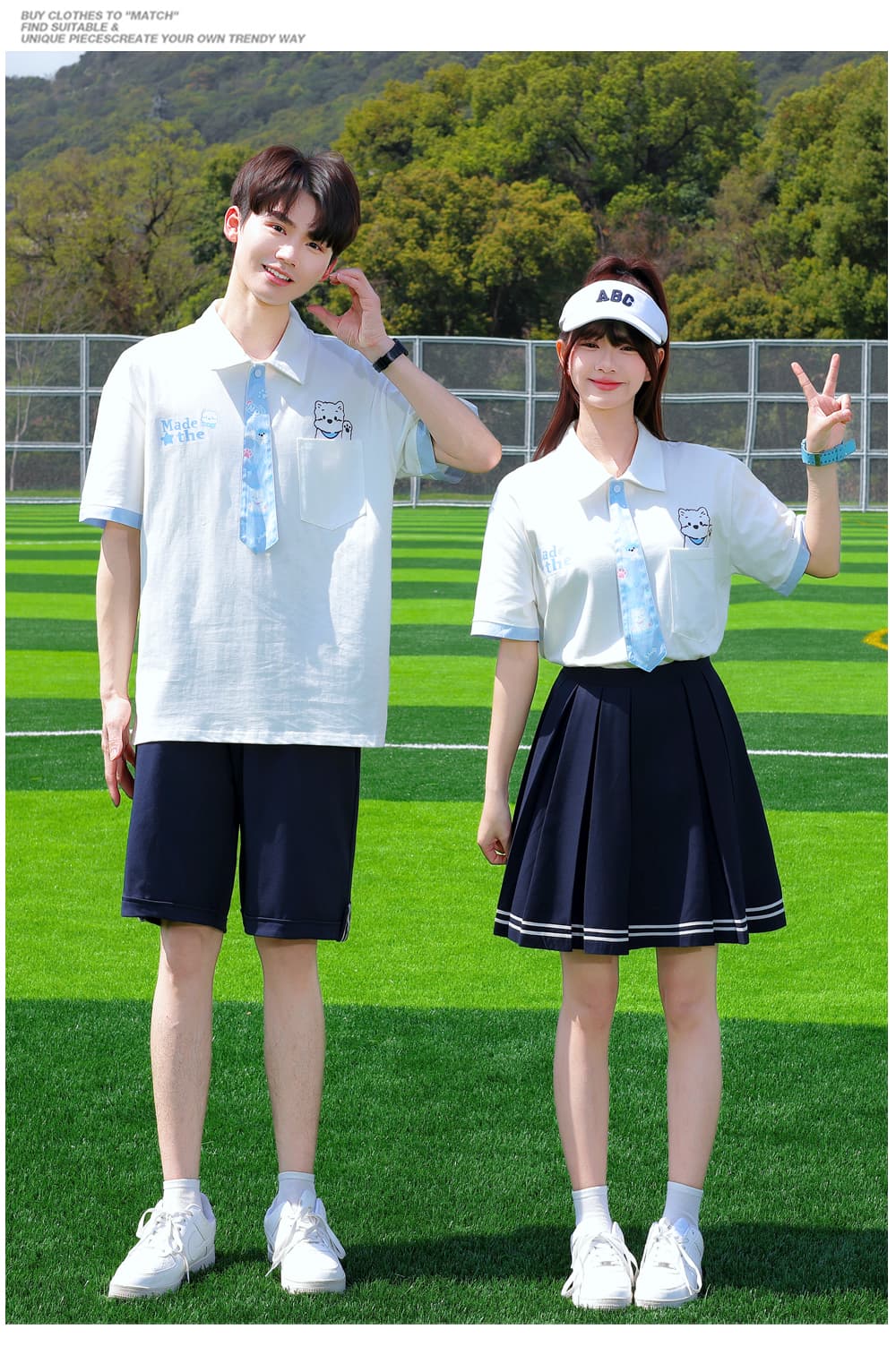 질량 재고 있음 실사 커플 캠퍼스 바람 학생 여름 남녀 세트 클래스 서비스 교복 상세 이미지 3