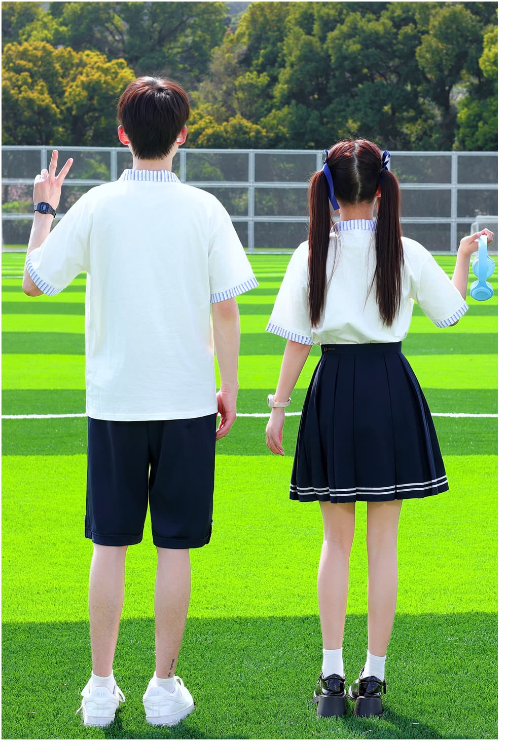 질량 재고 있음 실사 캠퍼스 바람 여름 학생 반팔 남녀 세트 클래스 서비스 교복 상세 이미지 17