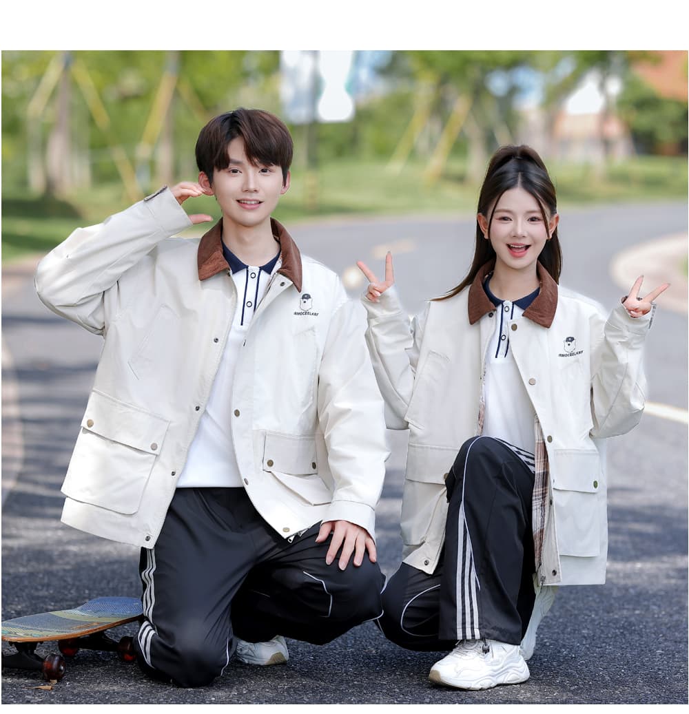 359# 실사 커플 캠퍼스 바람 가을 겨울 학생 캐주얼 재킷 재킷 남녀 세트 3종 세트 상세 이미지 16