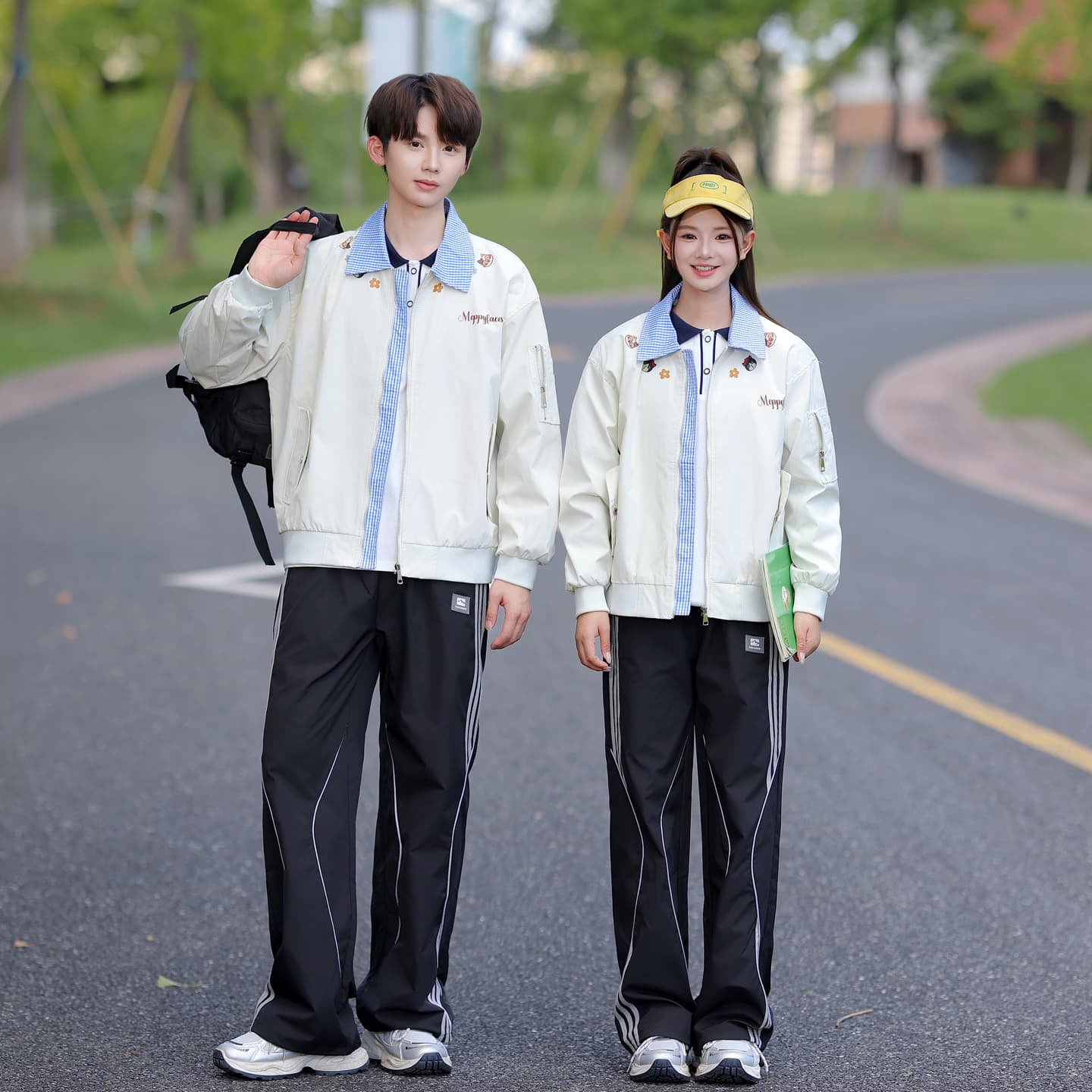361# 실사 커플 캠퍼스 바람 봄 가을 학생 재킷 재킷 남녀 세트 3종 세트 이미지 5