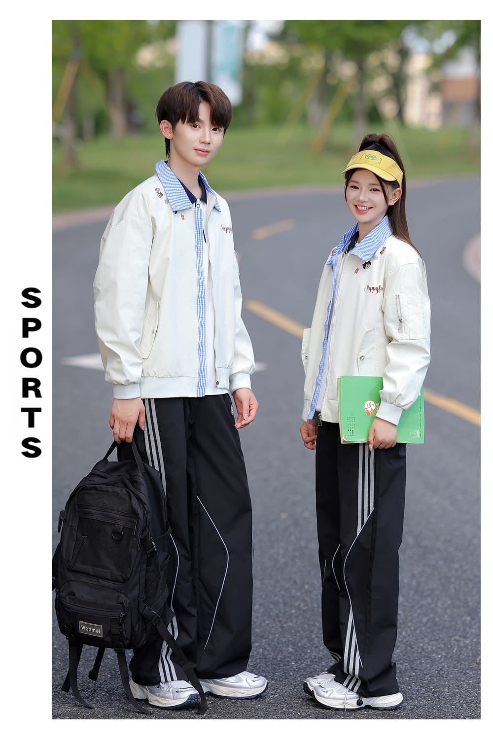 361# 실사 커플 캠퍼스 바람 봄 가을 학생 재킷 재킷 남녀 세트 3종 세트 상세 이미지 14