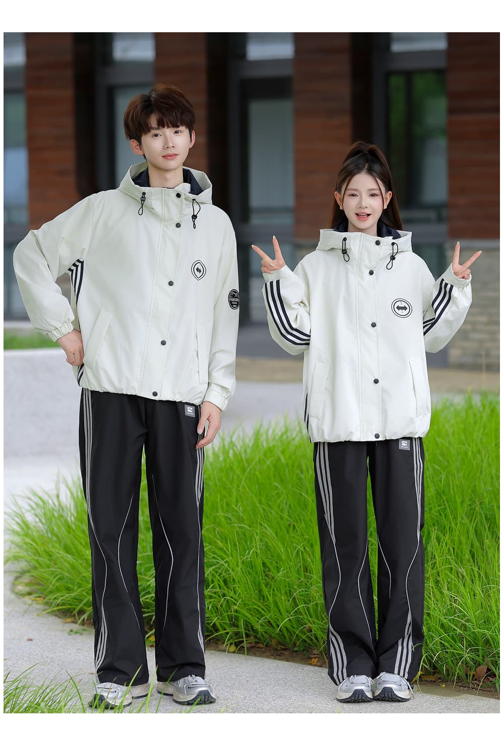 363# 실사 커플 봄 가을 자켓 학생 재킷 캠퍼스 바람 남녀 세트 3종 세트 상세 이미지 11