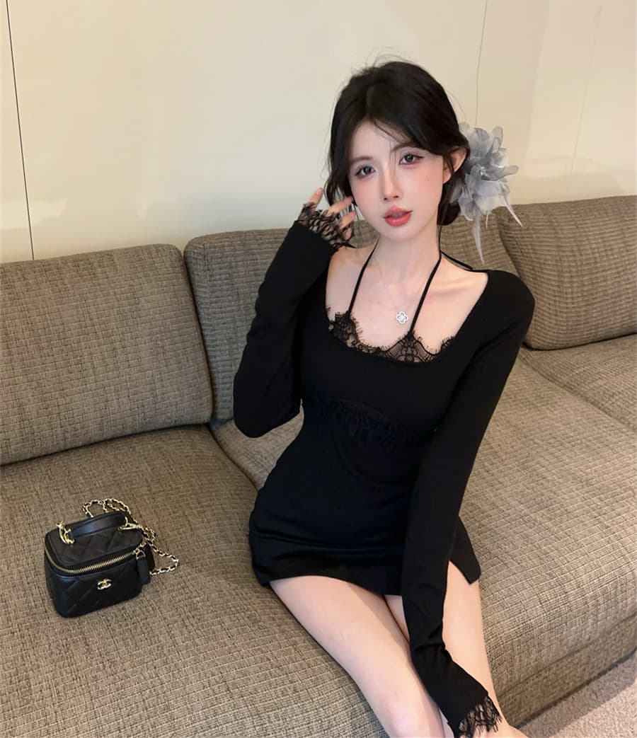 실사 정가 순수한 욕망 핫걸 레이스 측면 패치워크 행침 목 슬림해 보이는 페이크 레이어드 인사이드 가져 가라. 만나는 티셔츠 여성 상세 이미지 20