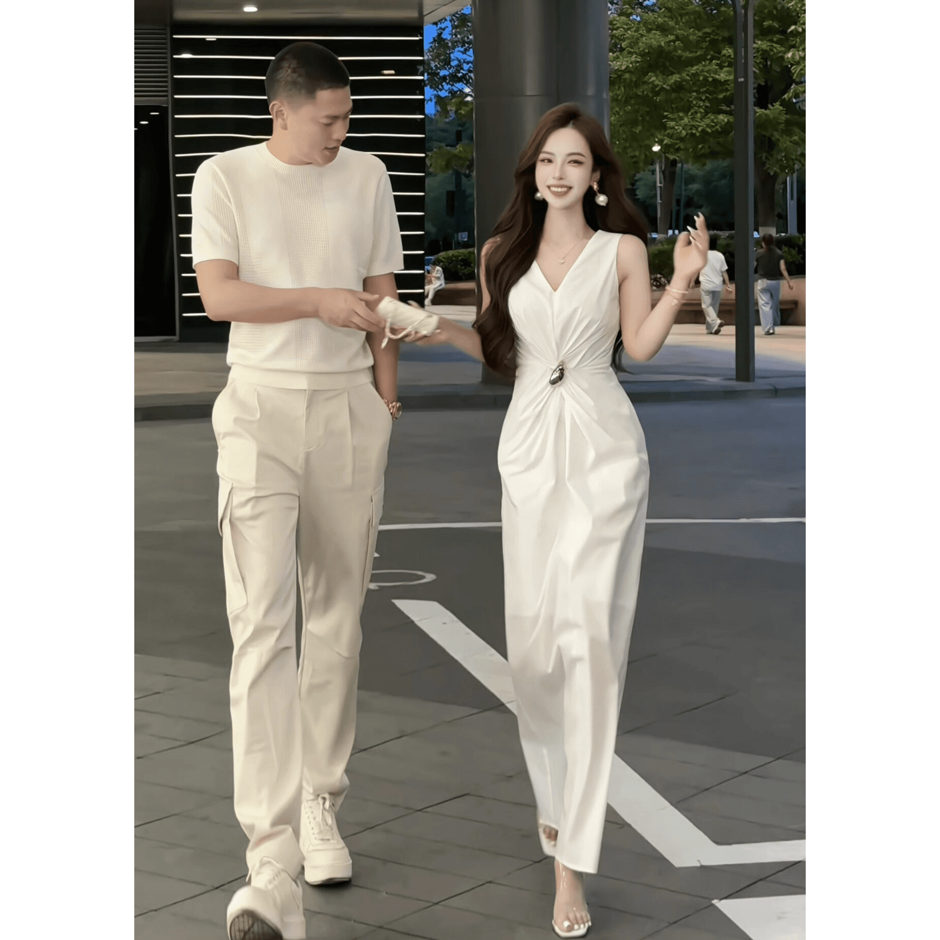 동 미스 고급 맞춤 여성 의류 여름 드레스 새로운 민소매 드레스 프랑스식 매듭 미니멀리즘 샤오 바이 치마 보내기 브로치 이미지 6