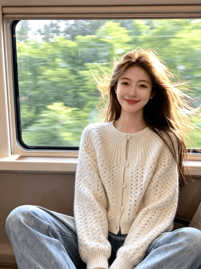 보존 섹션 추천 홀로우 아웃 라운드 넥 긴팔 니트 오픈 가디건 여성 가을 새로운 고급 센스 슬림해 보이는 외부 가져 가라. 스웨터 상세 이미지 3
