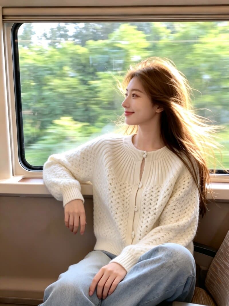 보존 섹션 추천 홀로우 아웃 라운드 넥 긴팔 니트 오픈 가디건 여성 가을 새로운 고급 센스 슬림해 보이는 외부 가져 가라. 스웨터 상세 이미지 7