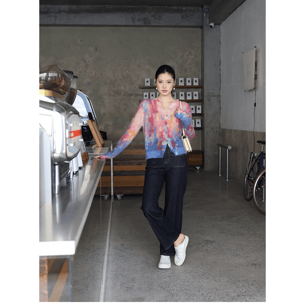 me 도시 잔광 모헤어 양모 가을 예술 색조 슬림해 보이는 다용도 패션 디자인 센스 스웨터 오픈 가디건 이미지 6