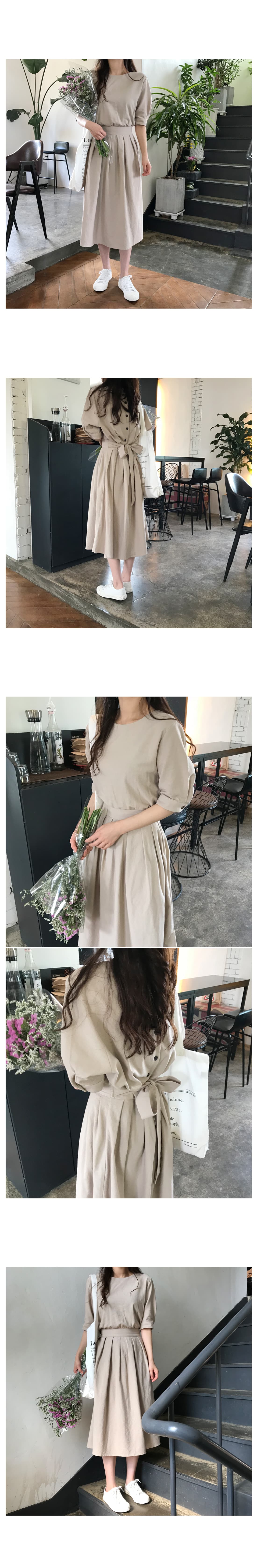 부드러운 작은 자매 품격 뒤로 버튼 허리 수축 레이스업 드레스 상세 이미지 7