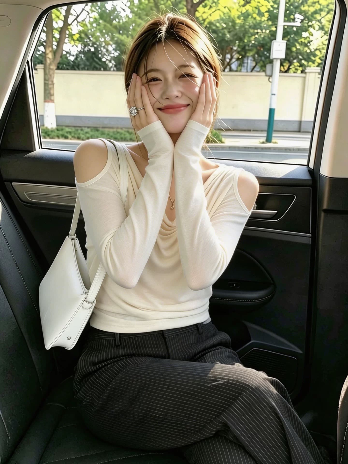 디자인 센스 새기다 빈 칼라 오프숄더 긴팔 티셔츠 여성 2026 새로운 여름 얇은 스타일 루즈핏 슬림해 보이는 자외선 차단 맨위 상세 이미지 3