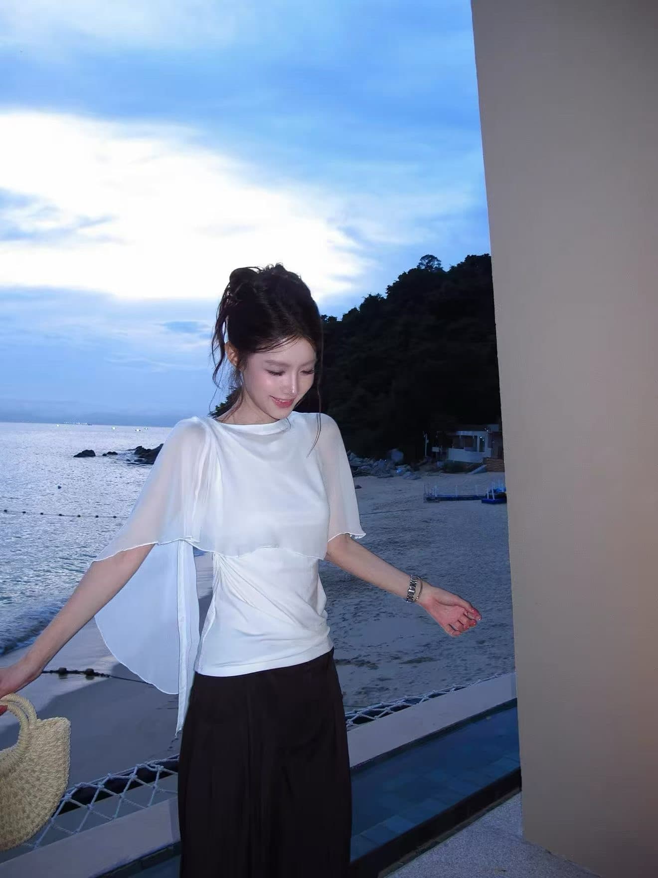 감사합니다. 아니요 고기 스택 착용 사실 두 조각 조끼 숄 여성 여름 한 부서 품격 몸매 가꾸기 슬림해 보이는 얇은 스타일 만나는 맨위 상세 이미지 8
