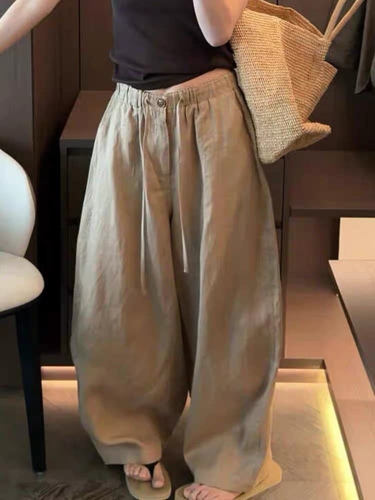 작은 대중 디자인 센스 얕은 카키 느긋한 캐주얼 바지 2026 가을 새로운 배 종류 몸 슬림해 보이는 도루 센스 풍선 바지