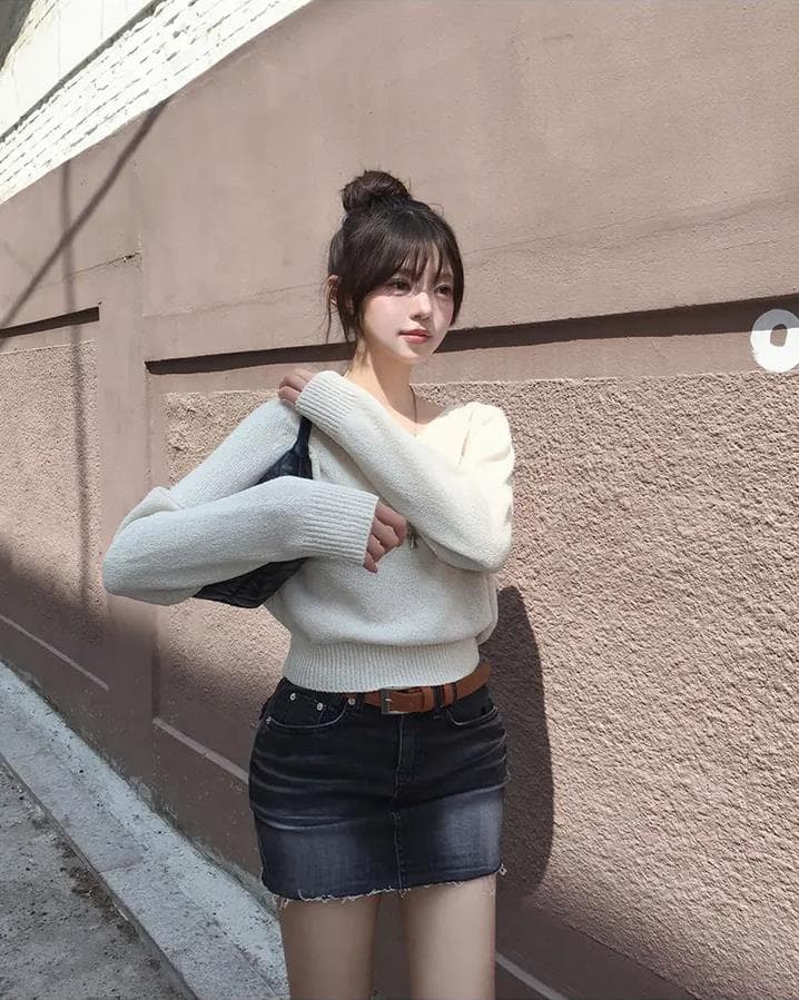 펭 넓적 다리 바지 새로운 하이웨이스트 높음 폭탄 거친 가장자리 반신 스커트 데님 여성 A라인 스커트 2026 년 여름 상세 이미지 10