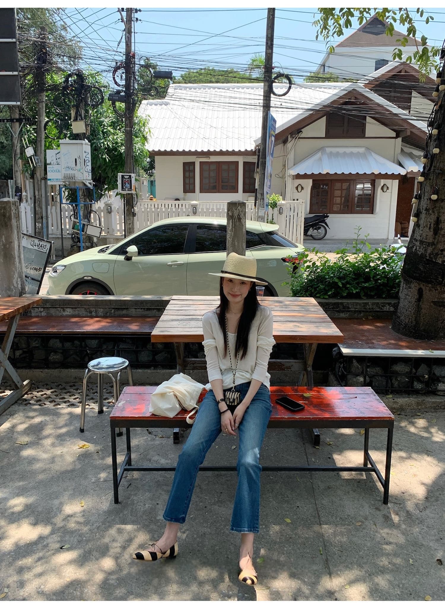 펭 넓적 다리 바지 슬림해 보이는 부츠컷 9부 바지 청바지 상세 이미지 4