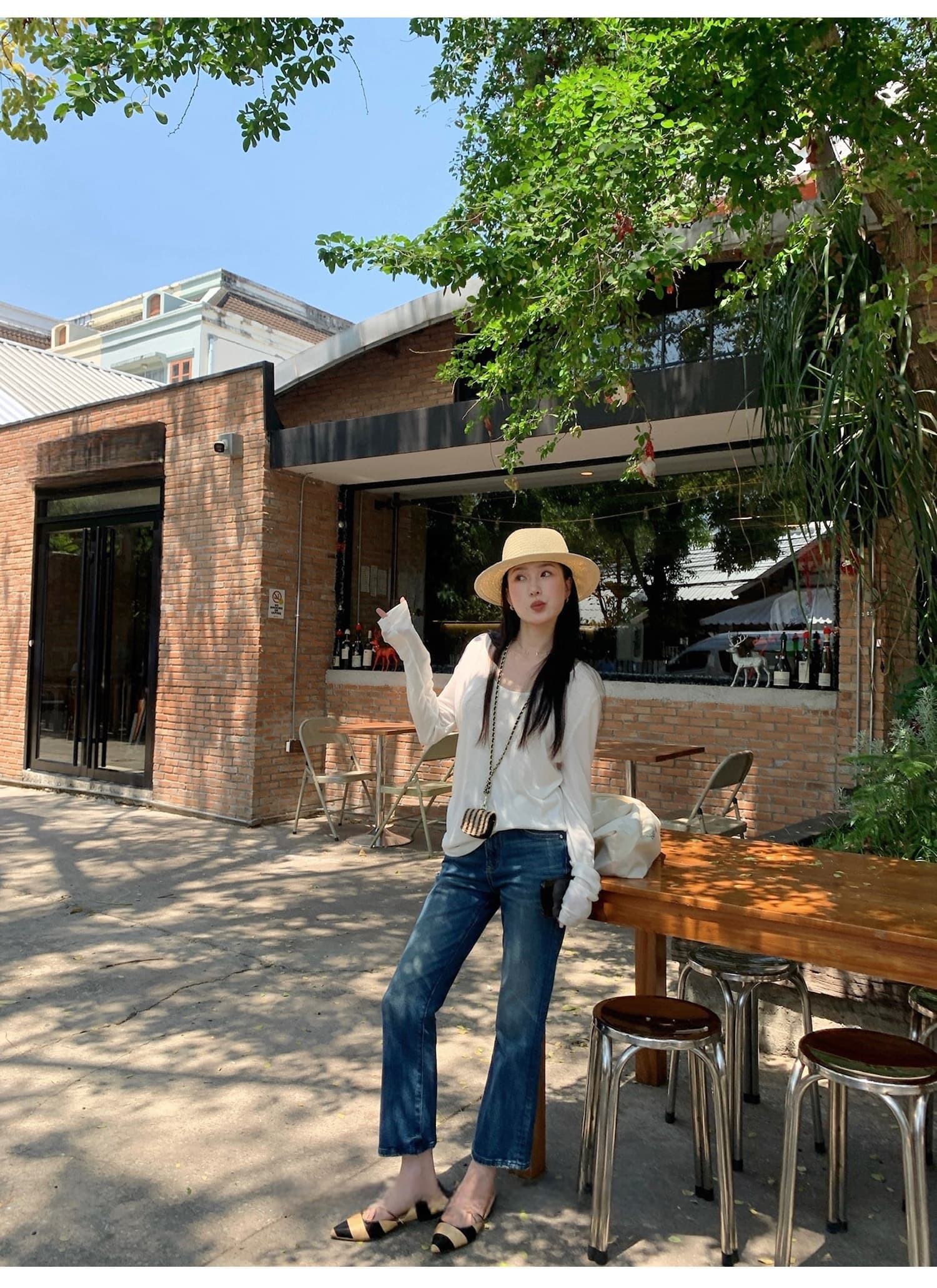 펭 넓적 다리 바지 슬림해 보이는 부츠컷 9부 바지 청바지 상세 이미지 8