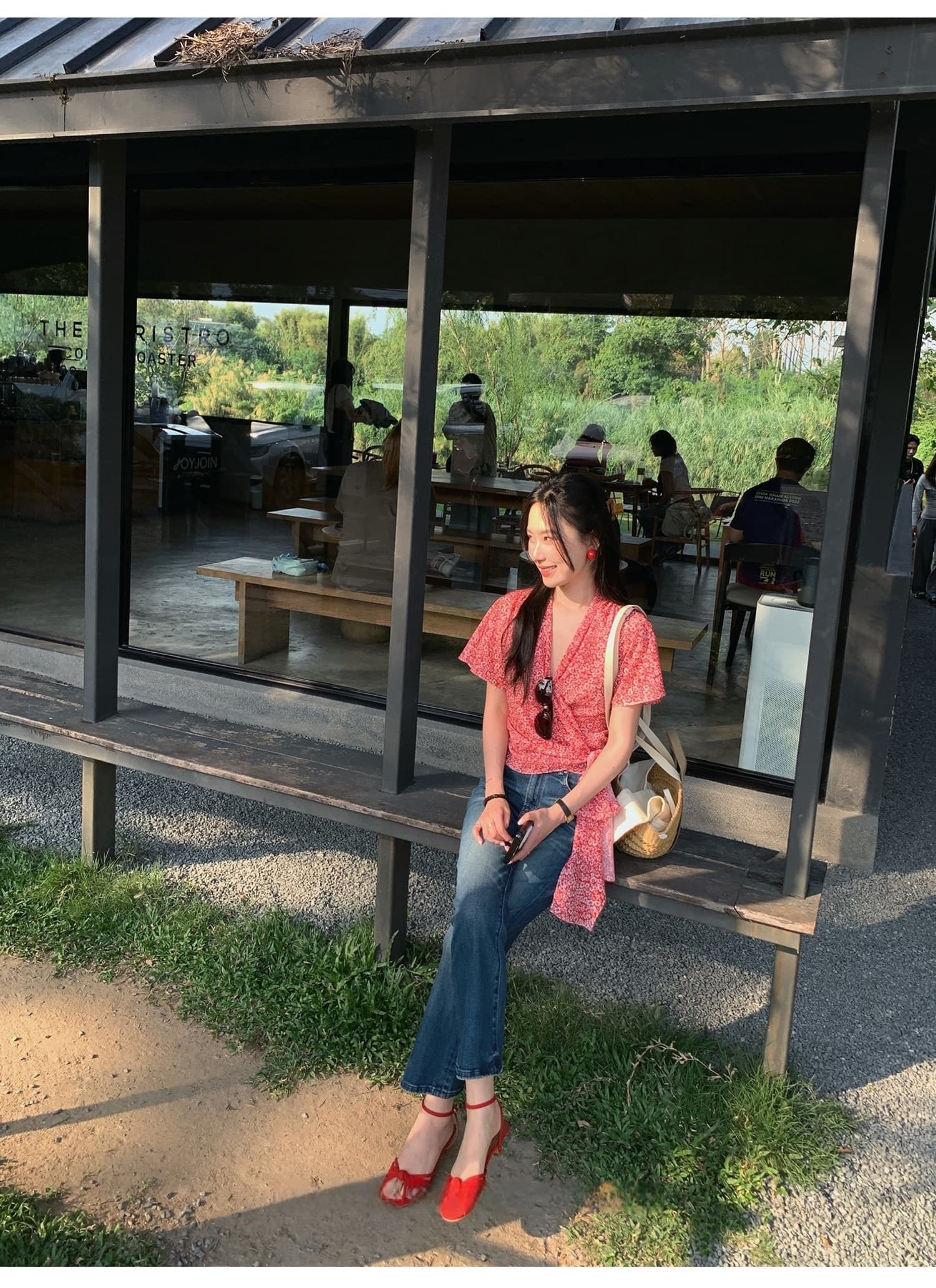 펭 넓적 다리 바지 슬림해 보이는 부츠컷 9부 바지 청바지 상세 이미지 17