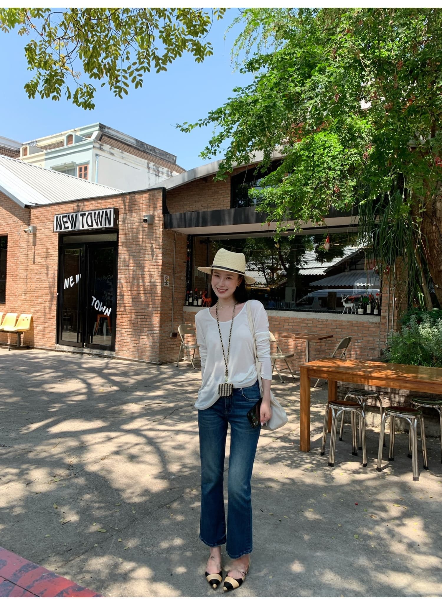 펭 넓적 다리 바지 슬림해 보이는 부츠컷 9부 바지 청바지 상세 이미지 18