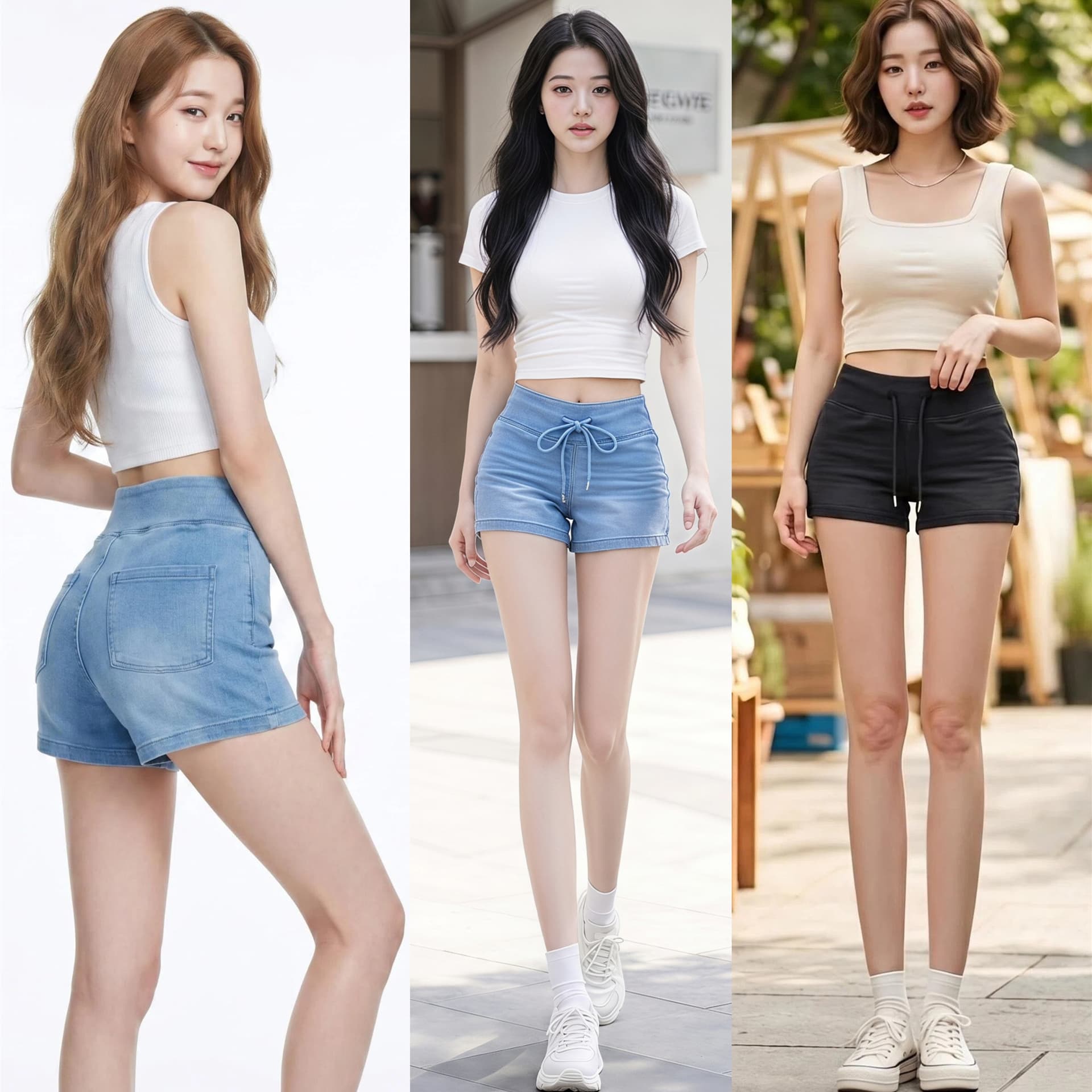 펭 넓적 다리 바지 모방 데님 하이웨이스트 높음 폭탄 야외 스포츠 반바지 펌프 로프 신축성 무용 요가 피트니스 반바지
