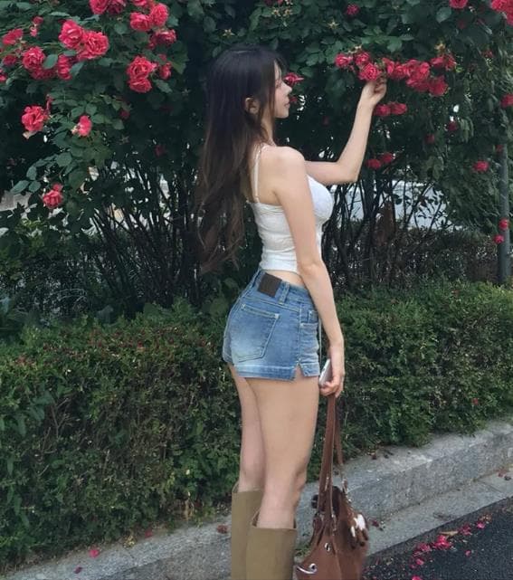 펭 넓적 다리 바지 한국 스타일 여름 새로운 워싱 연삭 화이트 로우 웨이스트 슬림해 보이는 데님 반바지 상세 이미지 1