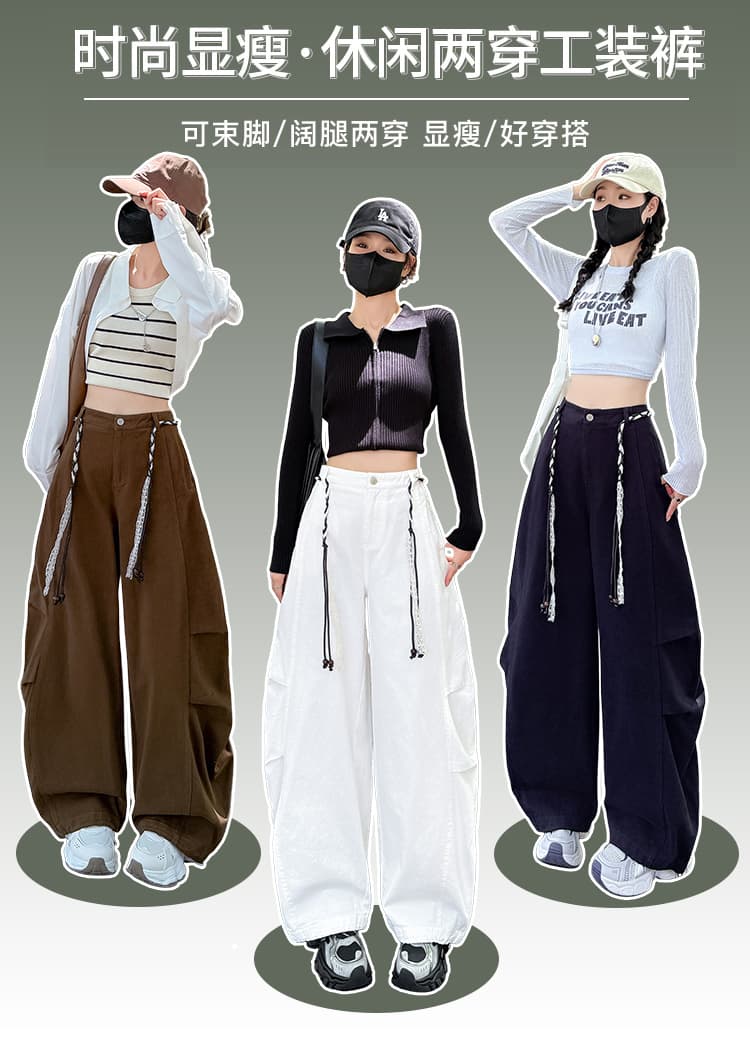 실사 2026 봄 새로운 아메리칸 모통이 칼 워크웨어 팬츠 와이드 레그 팬츠 캐주얼 바나나 바지 트렌디 차가운 운동 바지 아이들 상세 이미지 1