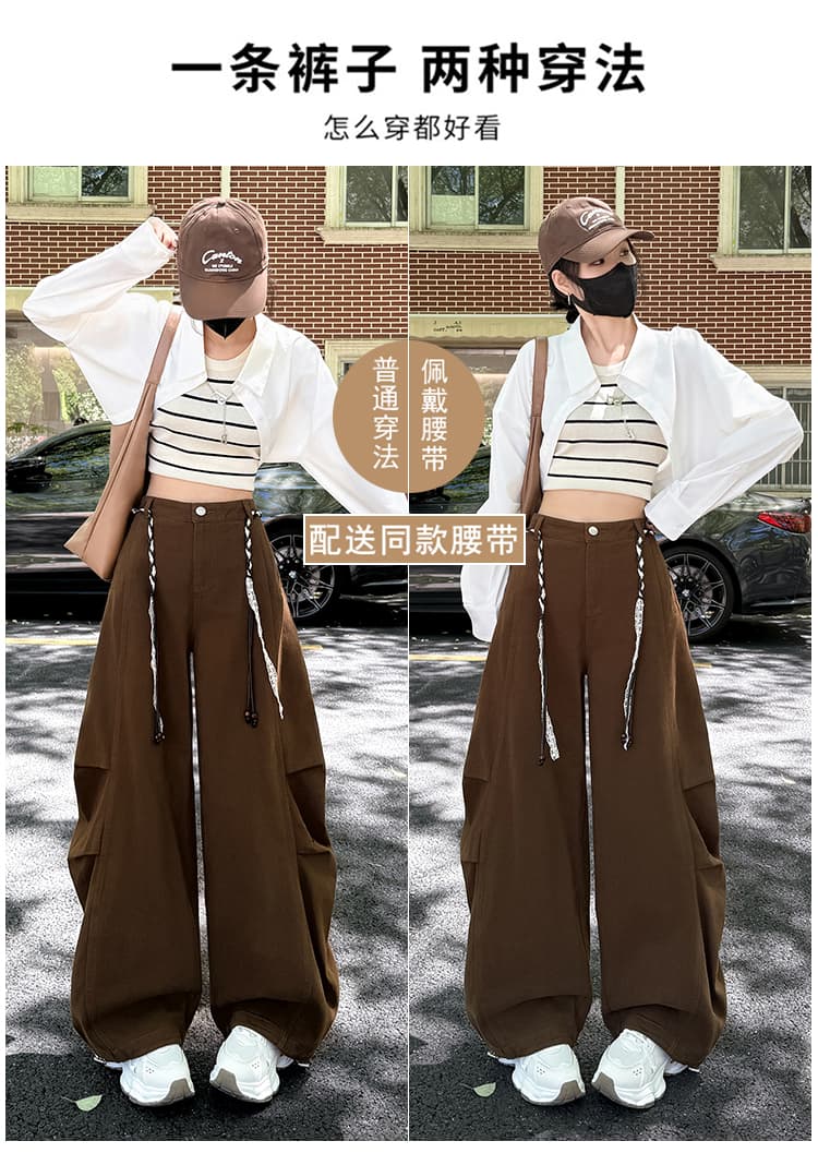 실사 2026 봄 새로운 아메리칸 모통이 칼 워크웨어 팬츠 와이드 레그 팬츠 캐주얼 바나나 바지 트렌디 차가운 운동 바지 아이들 상세 이미지 6