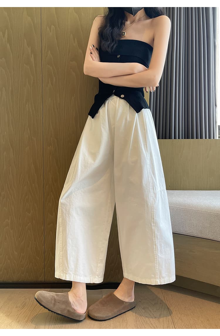 워싱 면 풍선 바지 캐주얼 와이드 레깅스 바지 봄 여름 새로운 다용도 배 종류 몸 슬림해 보이는 할란 모통이 칼 바지 상세 이미지 32