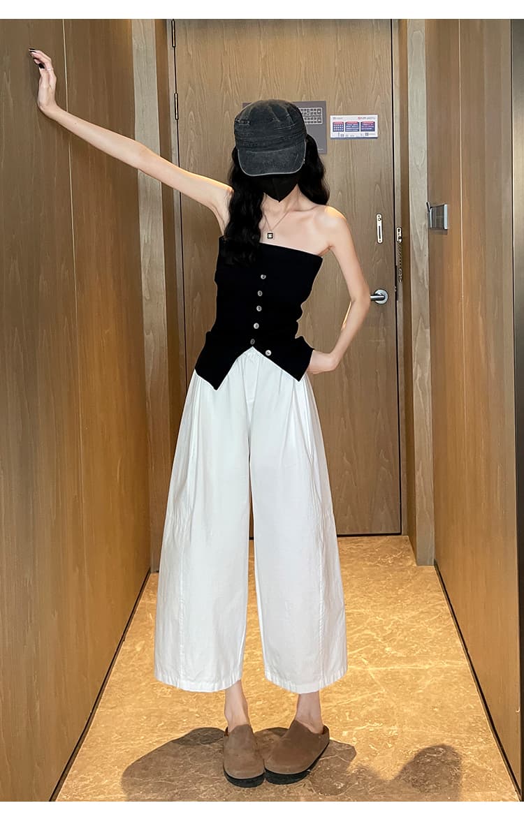 워싱 면 풍선 바지 캐주얼 와이드 레깅스 바지 봄 여름 새로운 다용도 배 종류 몸 슬림해 보이는 할란 모통이 칼 바지 상세 이미지 35