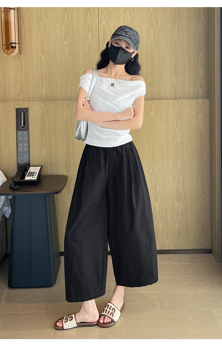 워싱 면 풍선 바지 캐주얼 와이드 레깅스 바지 봄 여름 새로운 다용도 배 종류 몸 슬림해 보이는 할란 모통이 칼 바지 상세 이미지 38