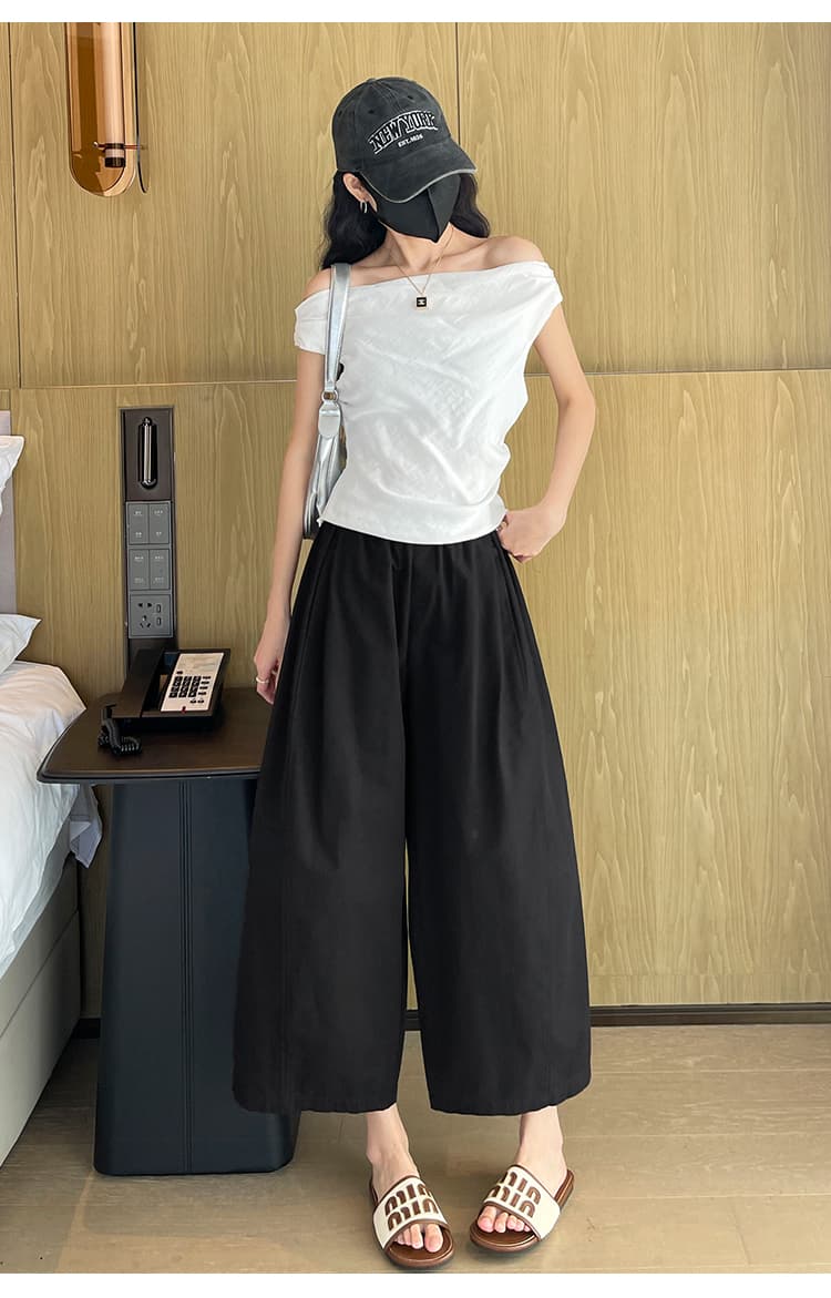 워싱 면 풍선 바지 캐주얼 와이드 레깅스 바지 봄 여름 새로운 다용도 배 종류 몸 슬림해 보이는 할란 모통이 칼 바지 상세 이미지 40