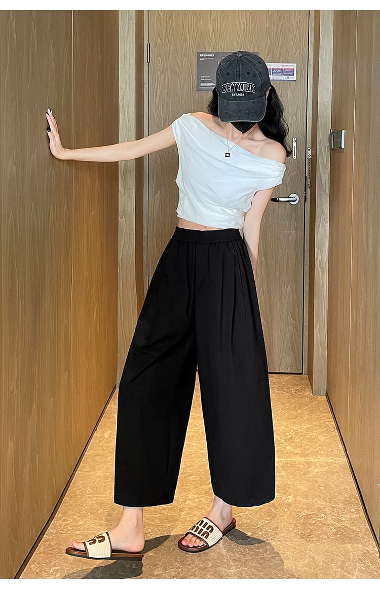워싱 면 풍선 바지 캐주얼 와이드 레깅스 바지 봄 여름 새로운 다용도 배 종류 몸 슬림해 보이는 할란 모통이 칼 바지 상세 이미지 43